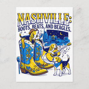 Nashville Tennessee Boots Beats and Beagles Postcard