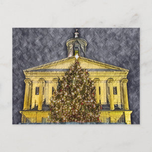 Nashville Tennessee Capitol Christmas Tree night  Postcard