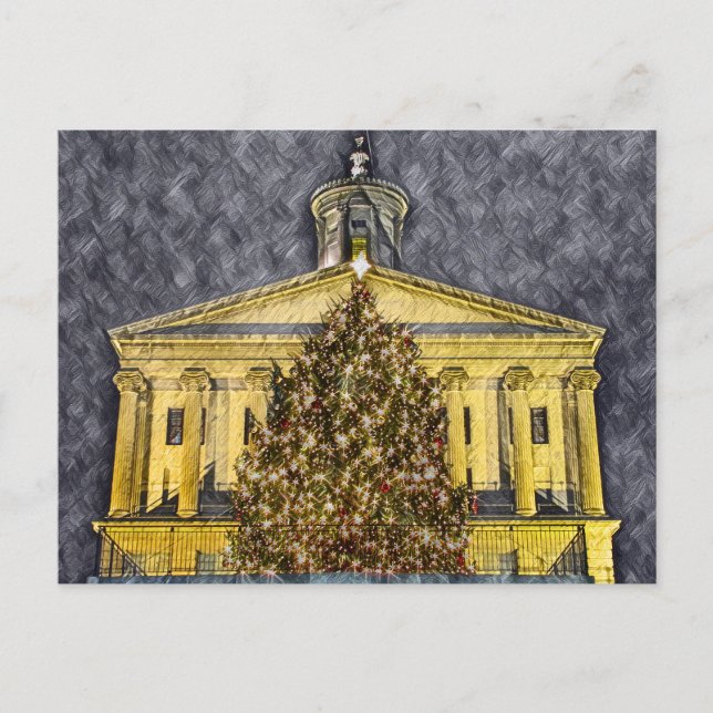 Nashville Tennessee Capitol Christmas Tree night  Postcard (Front)