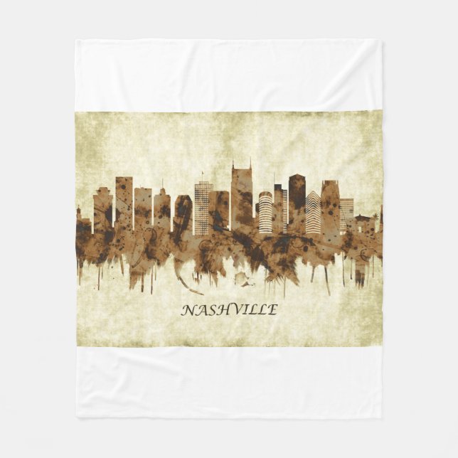 Nashville Tennessee Cityscape Fleece Blanket (Front)
