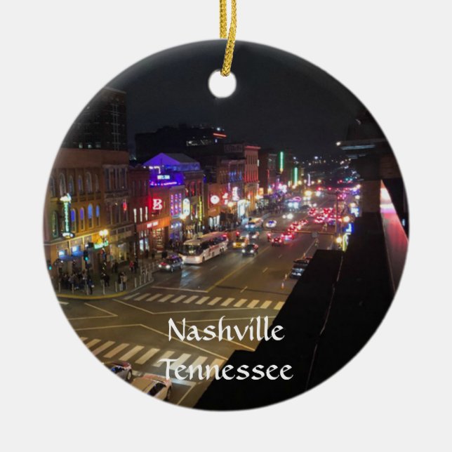 Nashville Tennessee Downtown Music Row Ceramic Tree Decoration (Front)