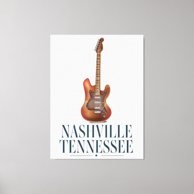 Nashville Tennessee Guitar travel poster Canvas Print (Front)