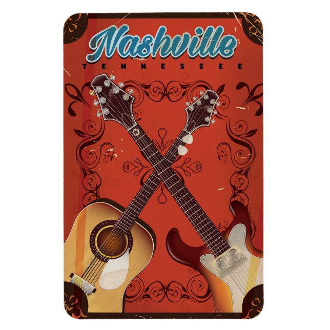Nashville, Tennessee Guitar vintage travel poster Magnet (Vertical)
