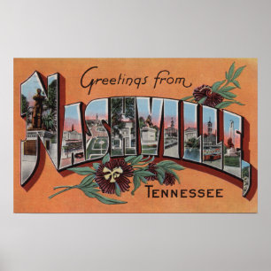 Nashville, Tennessee - Large Letter Scenes Poster