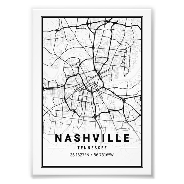 Nashville - Tennessee Ligth City Map Photo Print (Front)