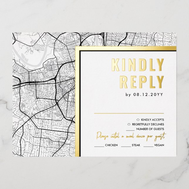 Nashville, Tennessee Love Locator | RSVP Reply Foil Invitation Postcard (Front)