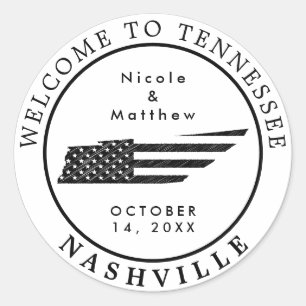 Nashville Tennessee Map Minimalist Wedding Welcome Classic Round Sticker