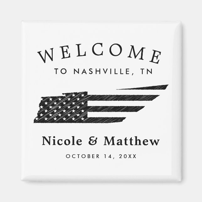 Nashville Tennessee Map Minimalist Wedding Welcome Magnet (Front)