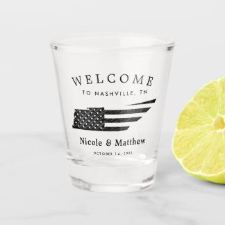 Nashville Tennessee Map Minimalist Wedding Welcome Shot Glass