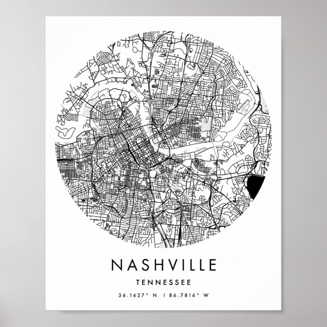 Nashville Tennessee Minimal Modern Circle Street M Poster (Front)