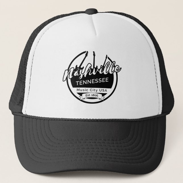 Nashville Tennessee Music City Backpack Trucker Hat (Front)