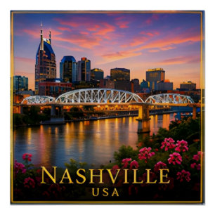 Nashville Tennessee Music City & Southern Heritage Poster