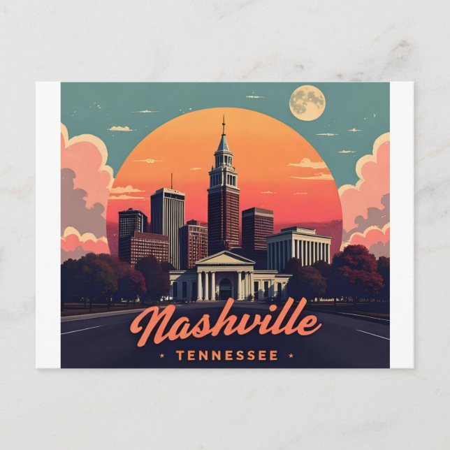 Nashville Tennessee retro Skyline  Postcard (Front)