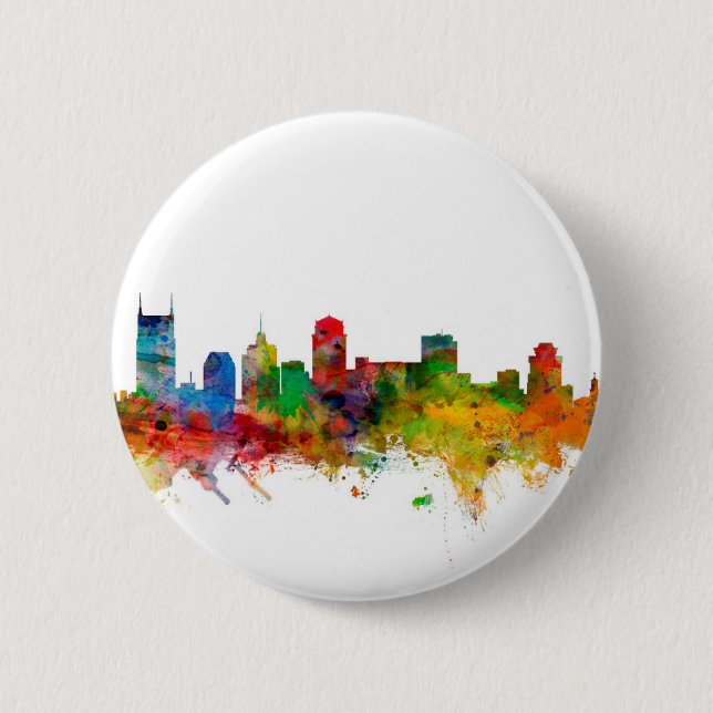 Nashville Tennessee Skyline 6 Cm Round Badge (Front)