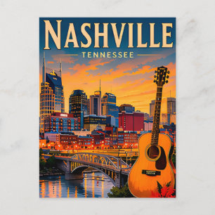 🎸 Nashville Tennessee Skyline And Music Row Postcard