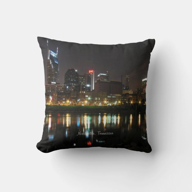 Nashville, Tennessee Skyline at Night Cushion (Front)