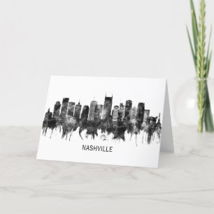 Nashville Tennessee Skyline BW Holiday Card