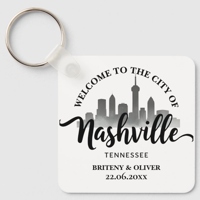 Nashville Tennessee Skyline destination Weeding   Key Ring (Front)