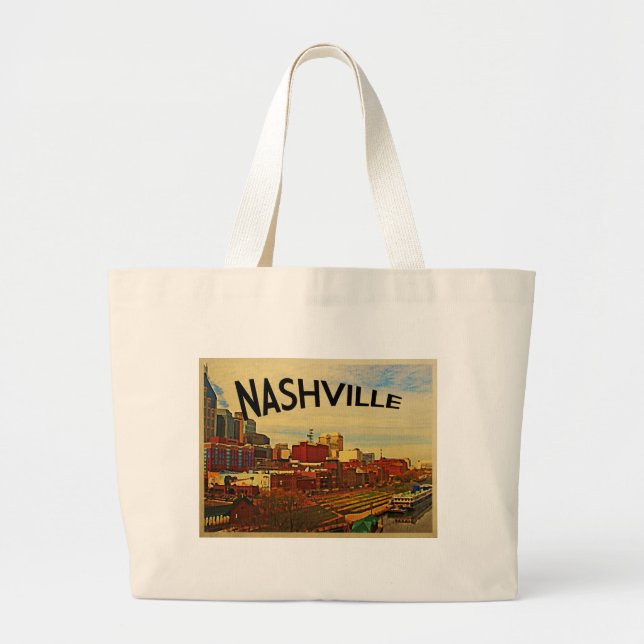 Nashville Tennessee Skyline Large Tote Bag (Front)