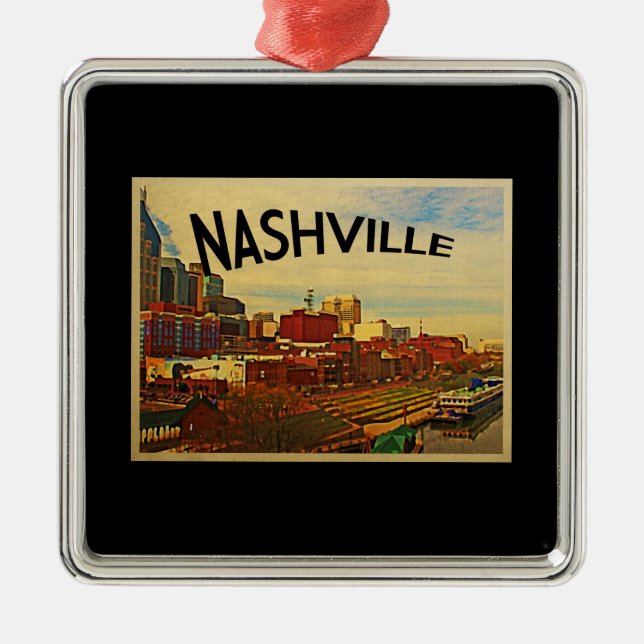 Nashville Tennessee Skyline Metal Tree Decoration (Front)