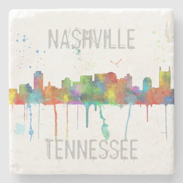 NASHVILLE, TENNESSEE SKYLINE - Stone Coaster (Front)