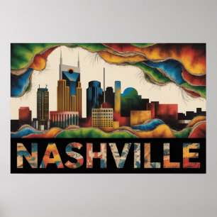 Nashville Tennessee Skyline Surrealist Print