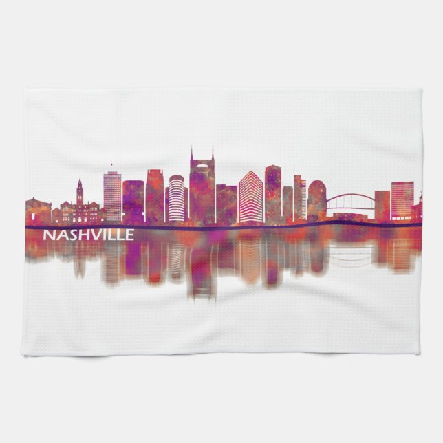 Nashville Tennessee Skyline Tea Towel (Horizontal)