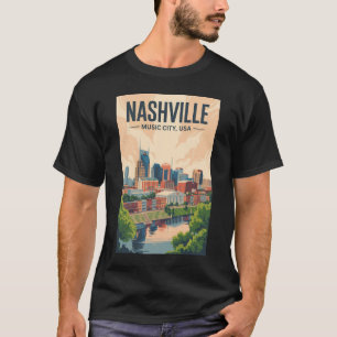 Nashville Tennessee Skyline Travel Art Vintage T-Shirt