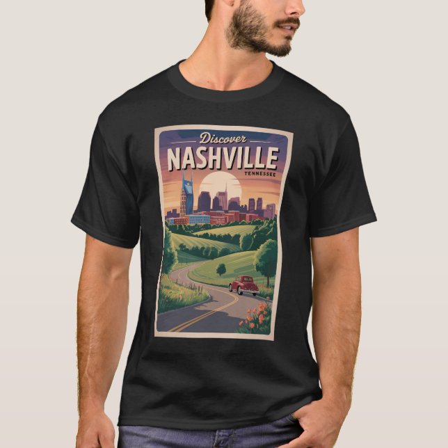 Nashville Tennessee Southern Road Travel Art T-Shirt (Front)