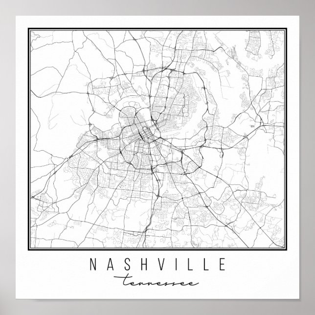 Nashville Tennessee Street Map Poster (Front)