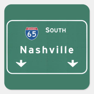 Nashville Tennessee tn Interstate Highway Freeway Square Sticker