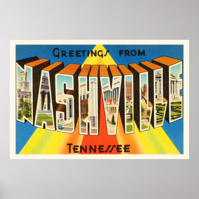 Nashville Tennessee TN Old Vintage Travel Souvenir Poster (Front)