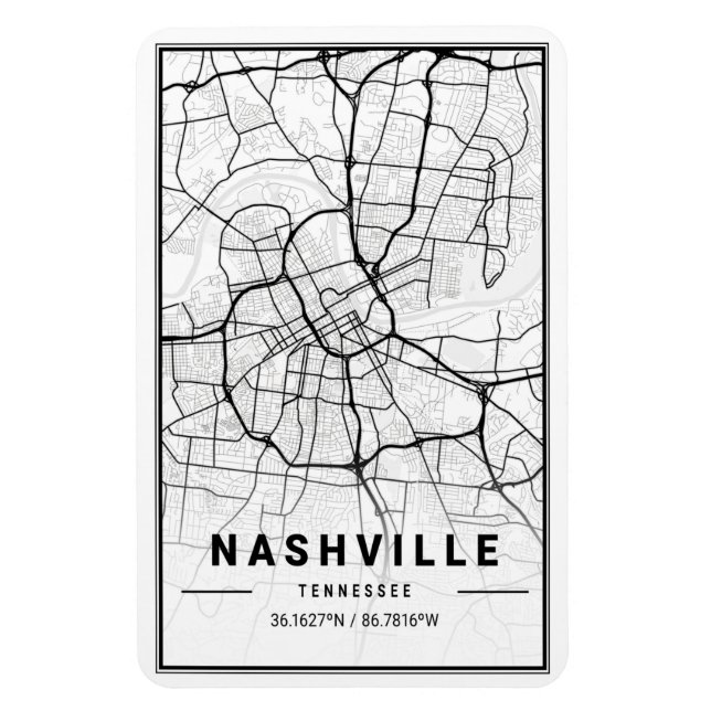 Nashville Tennessee USA Travel City Map Magnet (Vertical)