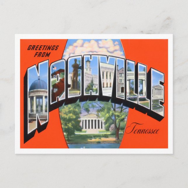 Nashville, Tennessee Vintage Big Letters Postcard (Front)