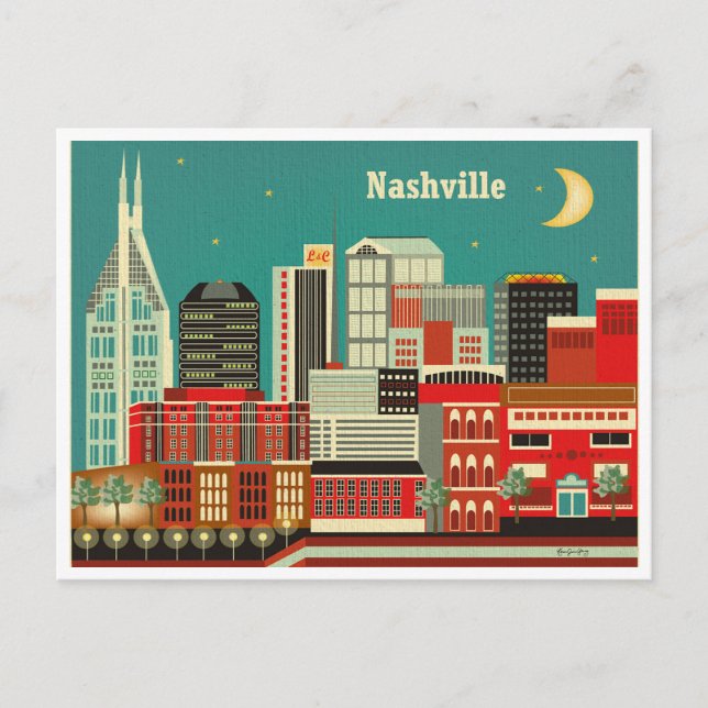 Nashville Tennessee Vintage Travel city retro Postcard (Front)