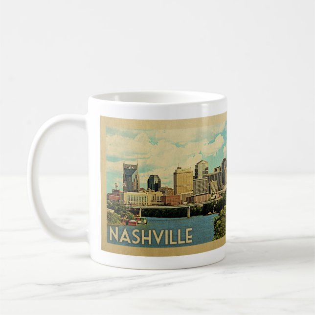 Nashville Tennessee Vintage Travel Coffee Mug (Left)