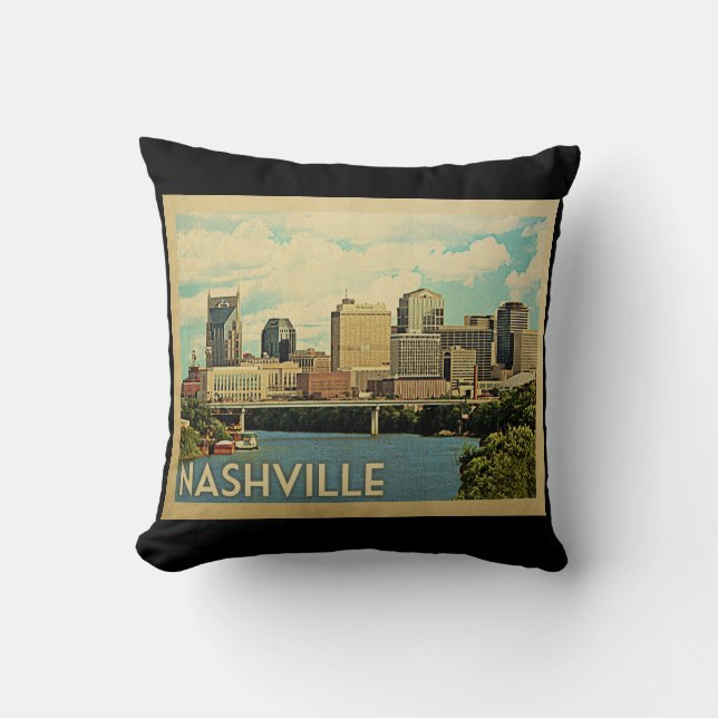 Nashville Tennessee Vintage Travel Cushion (Front)