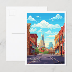 Nashville Tennessee vintage travel illustration Postcard
