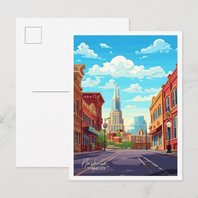 Nashville Tennessee vintage travel illustration Postcard (Front/Back)