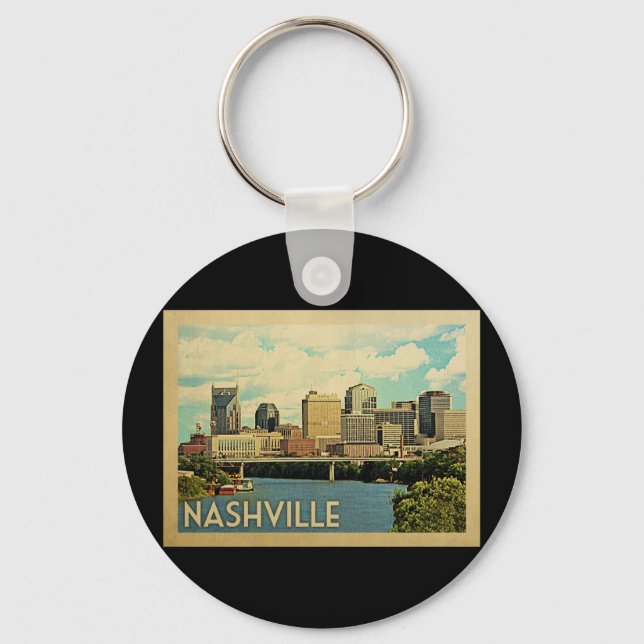 Nashville Tennessee Vintage Travel Key Ring (Front)