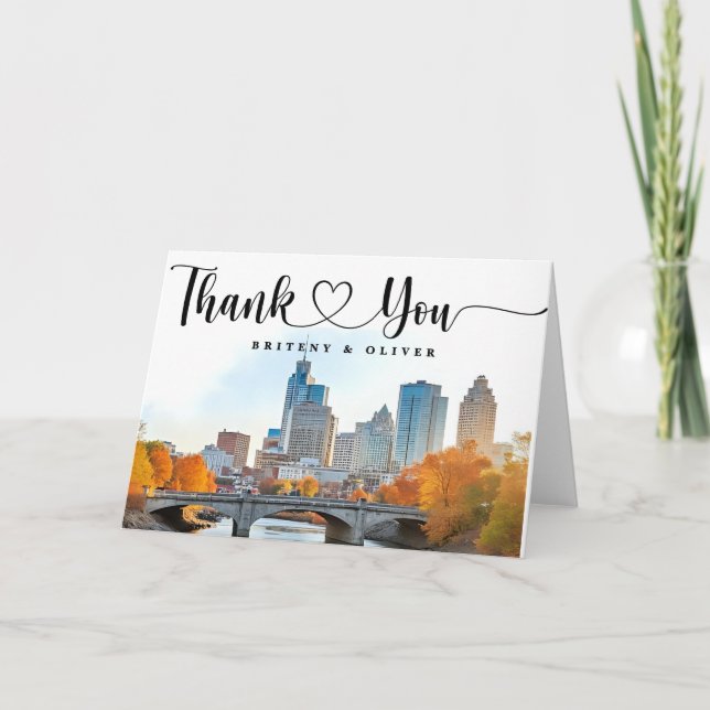 Nashville Tennessee Watercolor Skyline Wedding Thank You Card (Front)