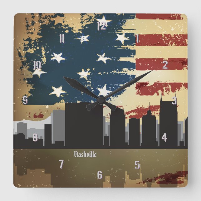 Nashville, TN  American Cities CityScape Clock (Front)