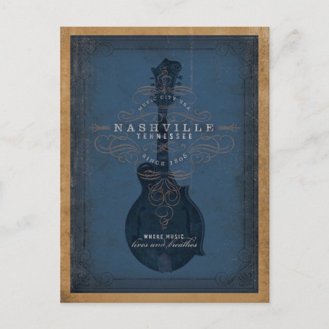 Nashville, TN - Blue Mandolin Postcard (Front)