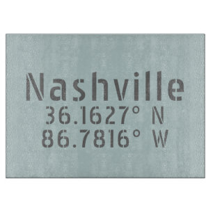 Nashville TN Latitude Longitude  Cutting Board