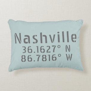 Nashville TN Latitude Longitude Decorative Cushion