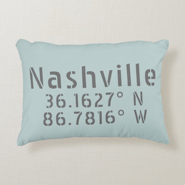 Nashville TN Latitude Longitude Decorative Cushion (Front)