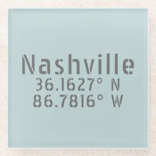 Nashville TN Latitude Longitude  Glass Coaster