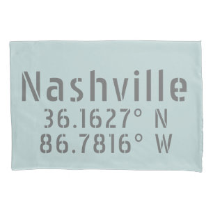 Nashville TN Latitude Longitude Pillowcase