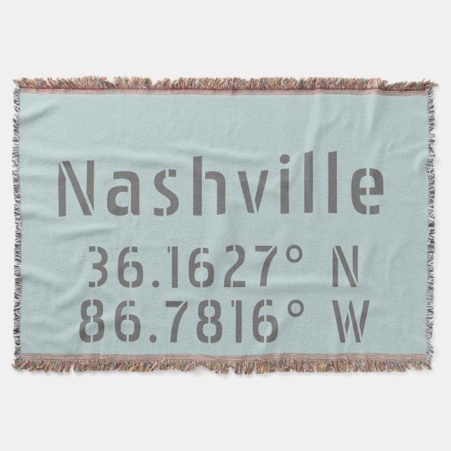Nashville TN Latitude Longitude Throw Blanket (Front)