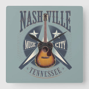 Nashville, TN - Music City USA Square Wall Clock